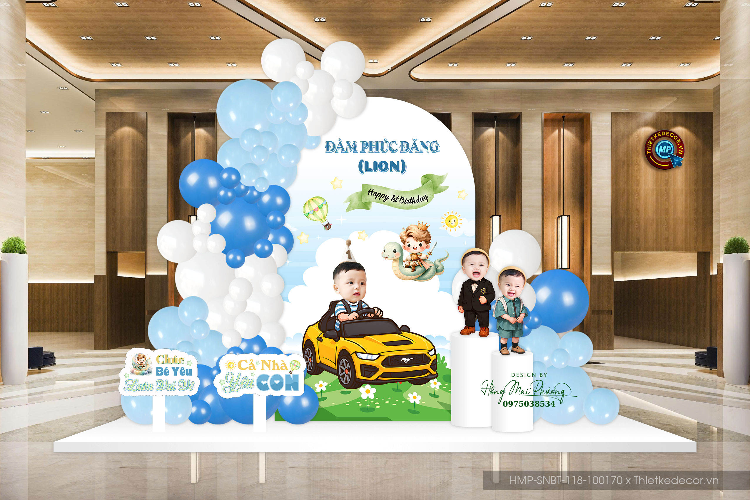 File thiết kế trang trí decor sinh nhật- thôi nôi bé trai đáng yêu cute mê xe ô tô